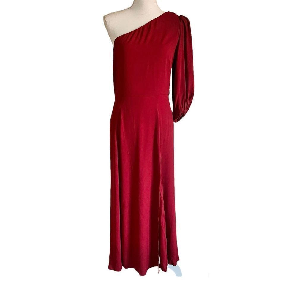 Reformation Lawrence One Shoulder Midi Dress in Crimson US 8